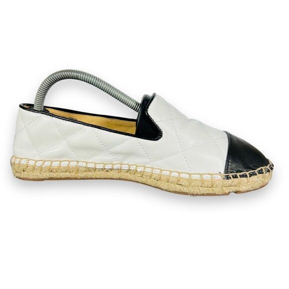 Talbots Izzy Quilted Soft Nappa Espadrilles Flats White / Black Women's 6M - Picture 7 of 11